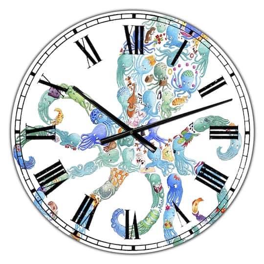 Designart 'Octopus Made Of Octopus Large Nautical & Coastal Wall Clock
